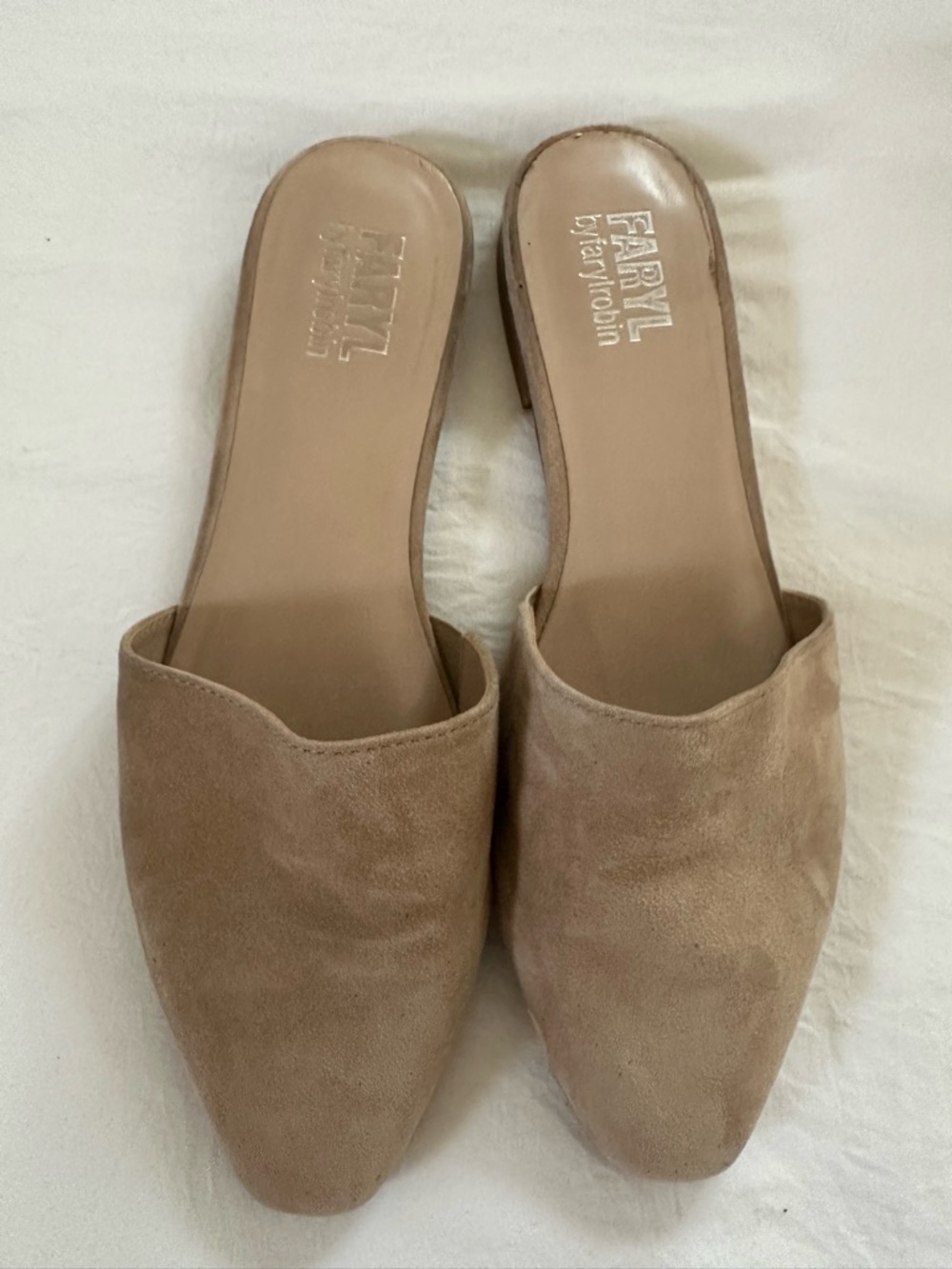 Faryl by Faryl Robin Tan Genuine Suede Mule Slides Flats Size 7